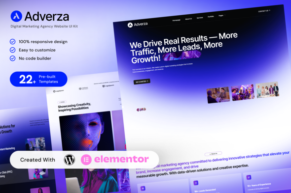 Adverza - Digital Marketing Agency Elementor Template Kit